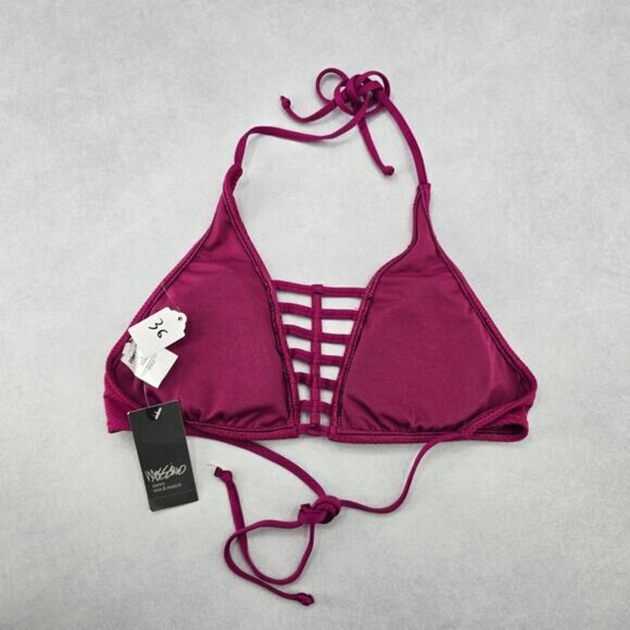 Mossimo Purple Padded Cutout Halter Tie Plunge Bikini Bralette Swim Top S Small - Picture 2 of 7